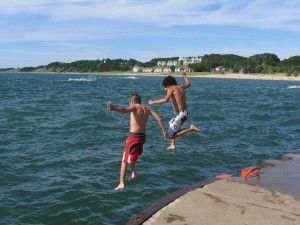 Jumping in Lake Michigan