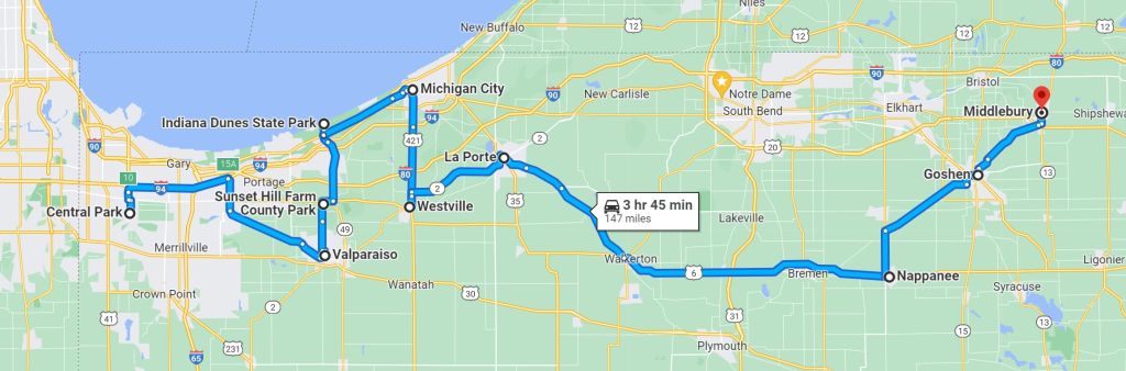 Map for Fall Events in Indiana's Cool North