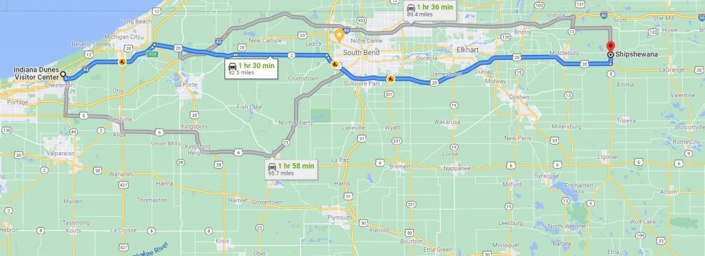 Road Map Of Indiana And Michigan Northern Indiana Maps & Routes | Nitdc